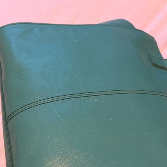 Rare Fossil Teal Satchel Leather Shoulder Bag Spring - Picture 6 of 11
